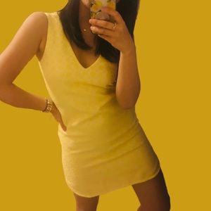 Piperlime Bright Yellow Textured Cocktail Dress